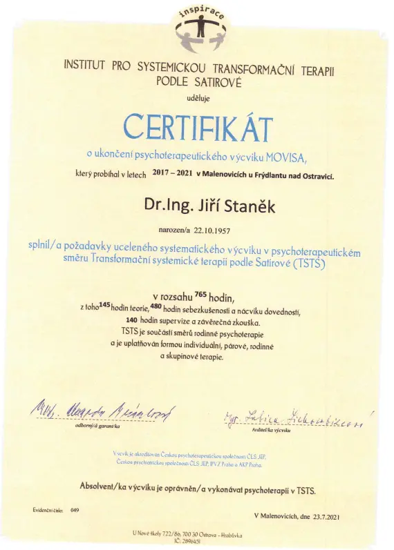 certifikát mediace Jiří Staněk
